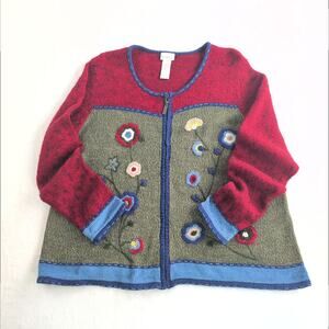 Vintage Koret Wool Blend WhimisicalKnit CottageCore FullZip Cardigan Women's 1X